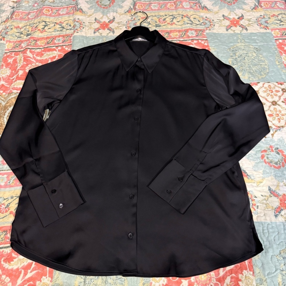Abercrombie & Fitch Black Satin Button-Down Shirt size M Preppy Business - Picture 6 of 11